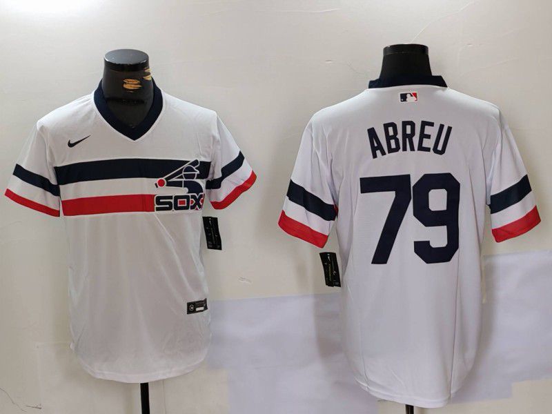 Men Chicago White Sox #79 Abreu White Throwback Game 2024 Nike MLB Jersey style 902->chicago white sox->MLB Jersey